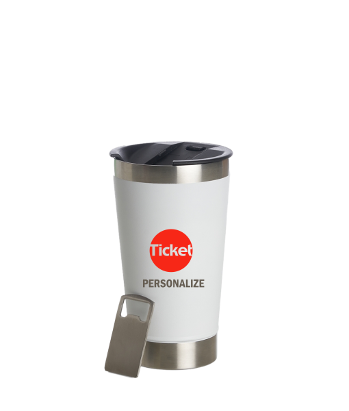 Copo Térmico Branco Inox - Ticket